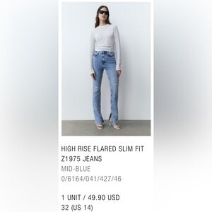 Zara Slim Flare Size 14 Denim.